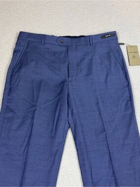 Jos. A. Bank Men's Travel Tech Slim Fit Unhemmed Performance Dress Pants - Blue